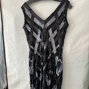 Black and silver cocktail dress